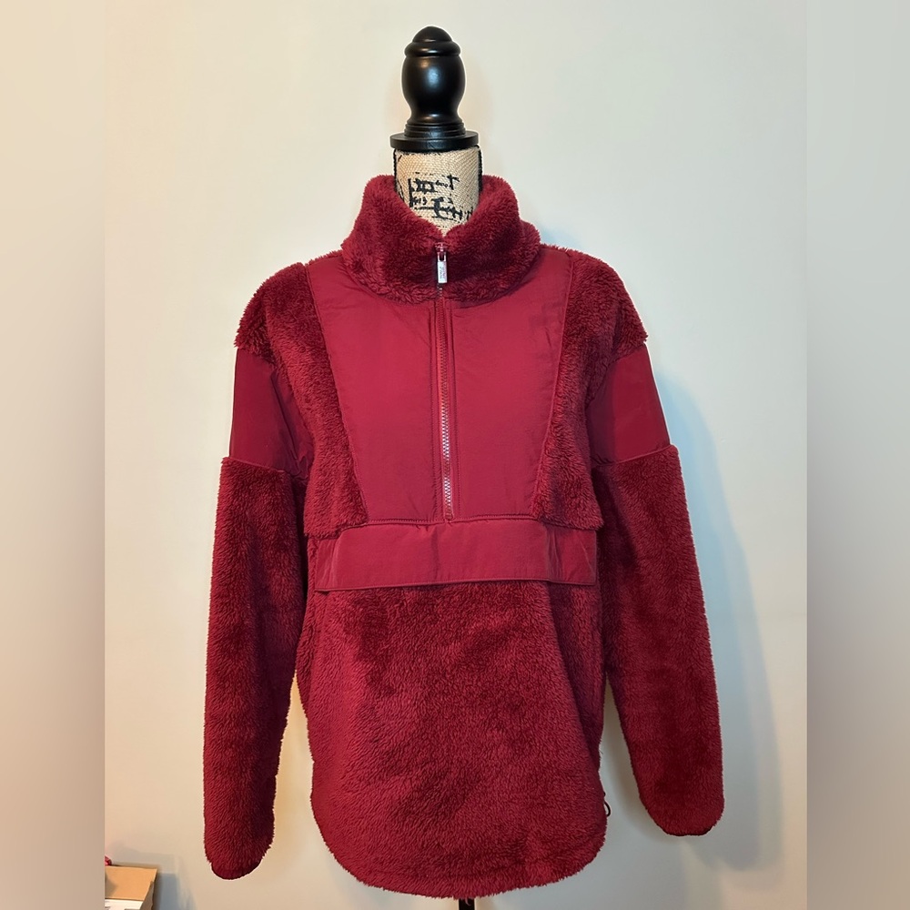PINK Victoria's Secret Pullover Woman’s Large Sherpa Fleece Half Zip Jacket Warm